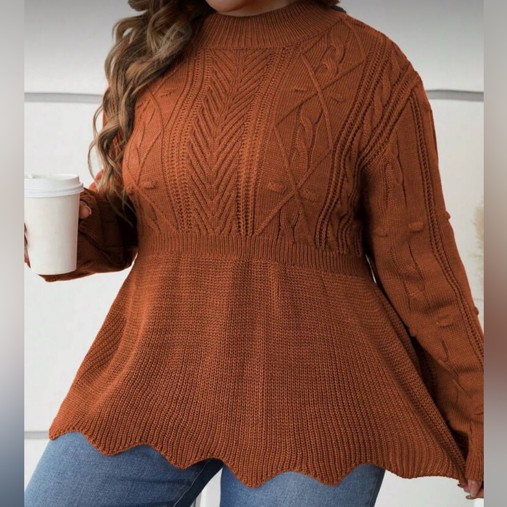 SHEIN Curve Orange Knit Sweater